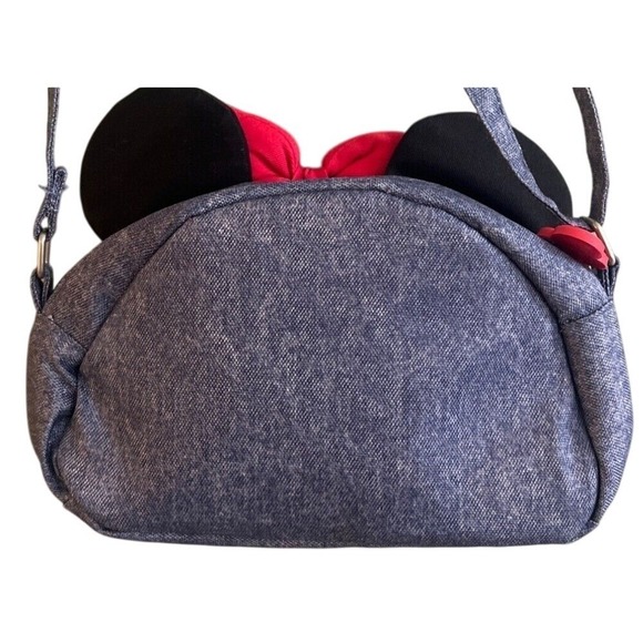 Disney Mini Mouse Rainbow Purse Ears Small‎ Crossbody Adjustable Denim Bow Tie - Picture 3 of 7
